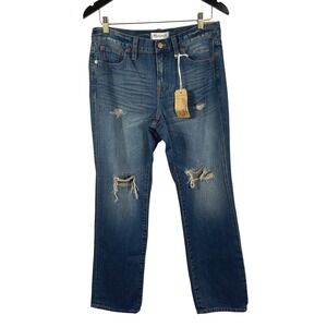 Madewell Boyjean Women's Distressed Boyfriend Jeans 100% Cotton Blue Sz 27‎